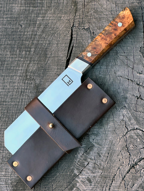 6" Cleaver AEB-L Stainless with nickel silver bolsters and pins with Buckeye Burl